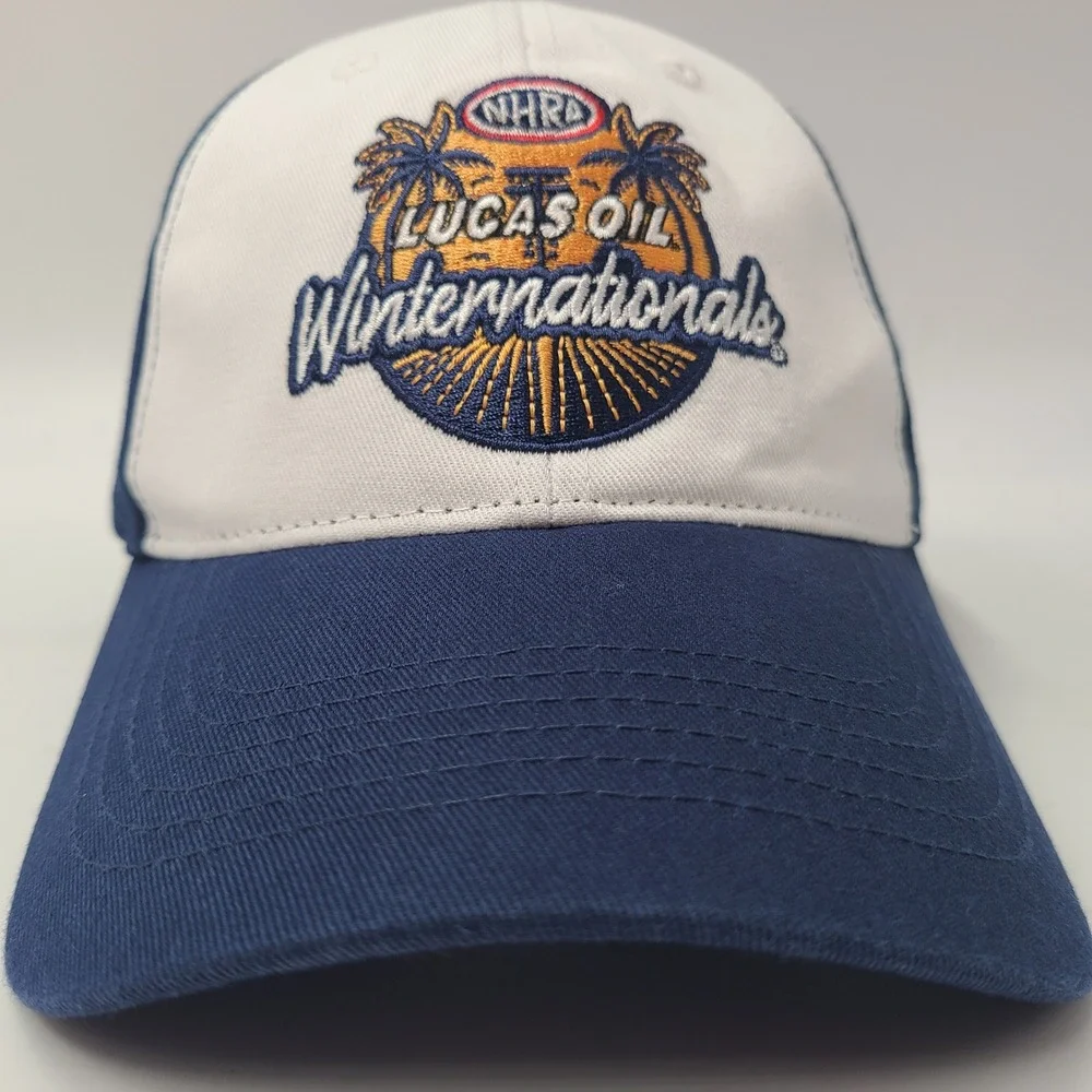 NHRA Hat Adjustable White Blue Top Eliminator Club 2026 Drag Winter Nationals